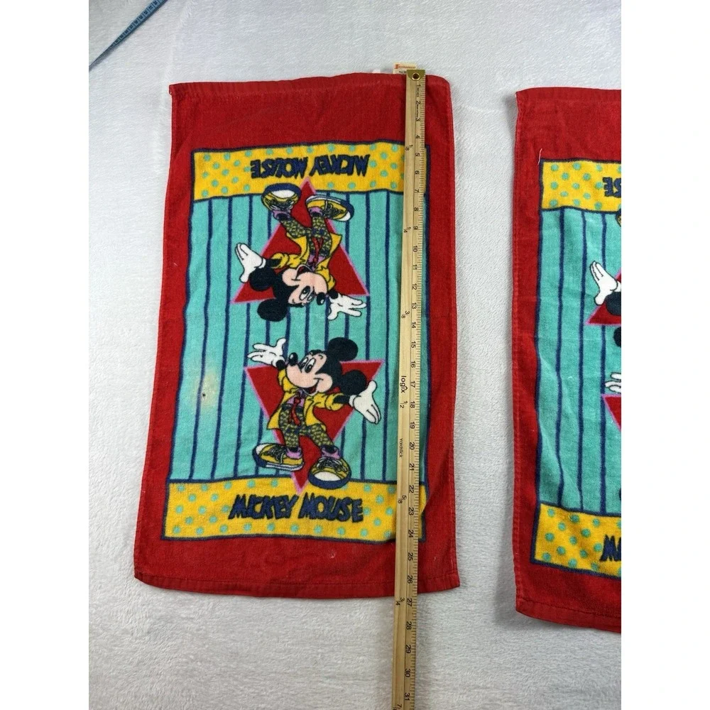 Vintage Mickey Mouse Disney Bath Towel Set Franco Hand Towel & Wash Rag 6 Piece